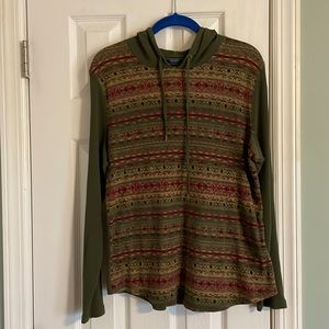 Hooded waffle knit shirt